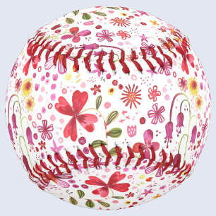 Moderne Floral Watercolor Baseball