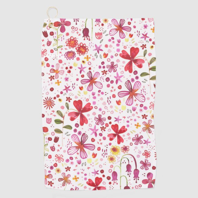 Moderne Floral Watercolor Golfhandtuch (Vorderseite)
