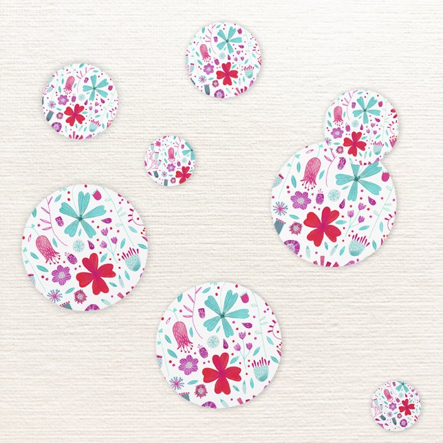 Moderne Floral Watercolor Konfetti (Watercolor floral hot magenta pink and aqua blue modern table confetti)