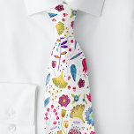 Moderne Floral Watercolor Krawatte<br><div class="desc">Eine Aquarellmalerei mit Blume und Blätter in Rosa,  lila und aquamarin auf weißem Hintergrund verstreut. Originelle Kunst von Nic Squirrell.</div>