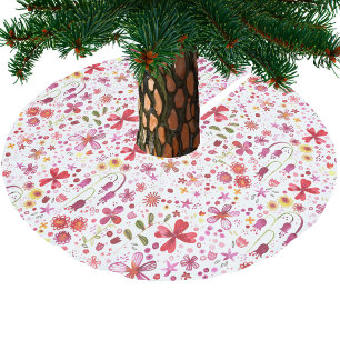 Moderne Floral Watercolor Polyester Weihnachtsbaumdecke