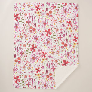 Moderne Floral Watercolor Sherpadecke