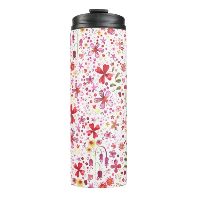 Moderne Floral Watercolor Thermosbecher (Vorderseite)