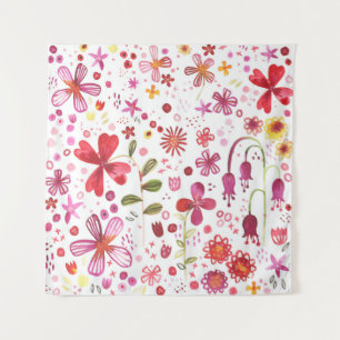 Moderne Floral Watercolor Wandteppich