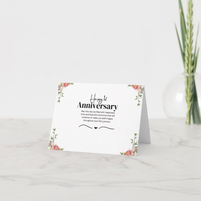 Moderne florale 1. Geburtstagskarte Karte (Vorderseite)