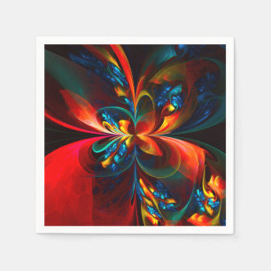 Moderne florale abstrakte Kunst Orange Blaues Must Serviette