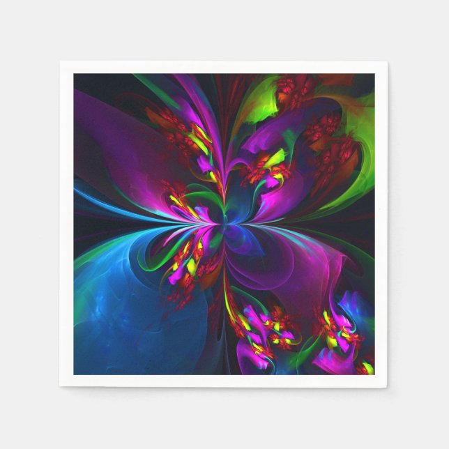 Moderne florale abstrakte Kunst Rot Blau Muster #1 Serviette (Vorderseite)