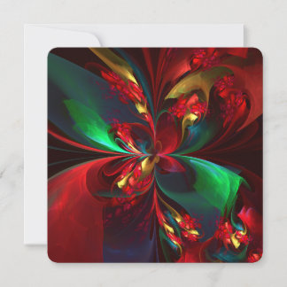 Moderne florale abstrakte Kunst Rot Grün Muster #1 Einladung