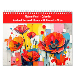 Moderne florale abstrakte saisonale Blüten mit Geo Kalender