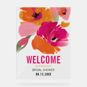 Moderne Florale Acryl Willkommensschilder für Brau Acrylschild