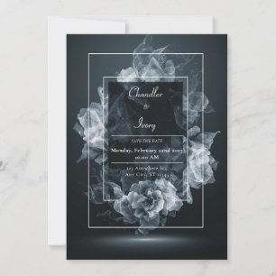 Moderne florale Akzente Elegante Black Smoke Hochz Einladung