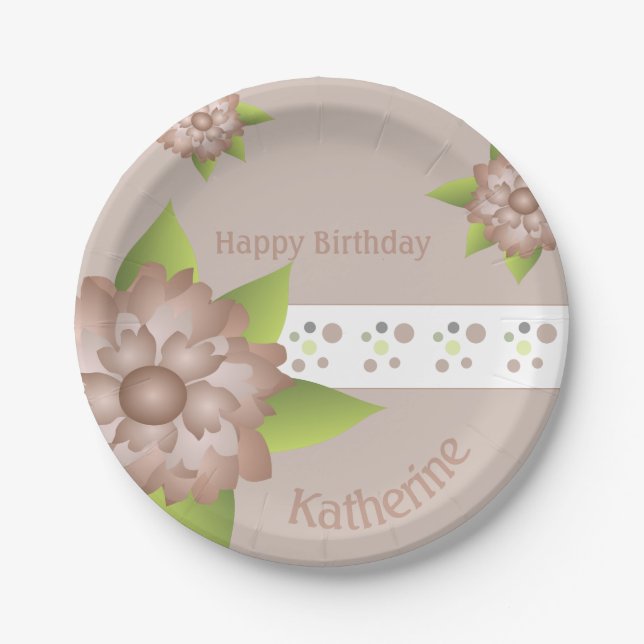 Moderne florale Akzentuierung Pappteller (Vorderseite)