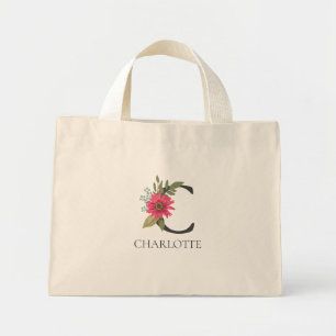 Moderne florale anpassbare monogrammierte  mini stoffbeutel