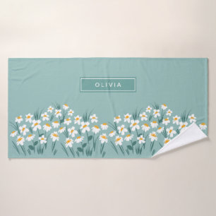 Moderne, florale Blau, mädchenhaft elegant stilvo Badehandtuch
