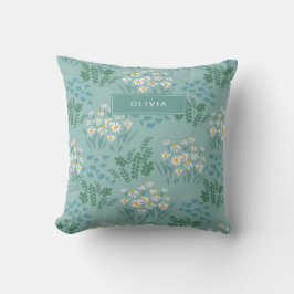 Moderne, florale Blau, mädchenhaft elegant stilvol Kissen