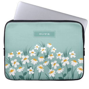 Moderne, florale Blau, mädchenhaft elegant stilvol Laptopschutzhülle