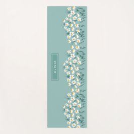 Moderne, florale Blau, mädchenhaft elegant stilvol Yogamatte
