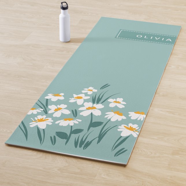 Moderne, florale Blau, mädchenhaft elegant stilvol Yogamatte (Beispiel)