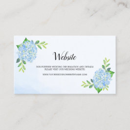 Moderne florale Blue Hydrangea Wedding Website Car Visitenkarte