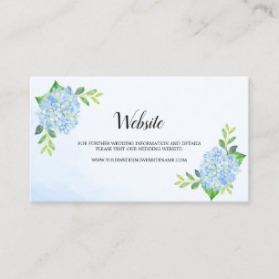 Moderne florale Blue Hydrangea Wedding Website Car Visitenkarte