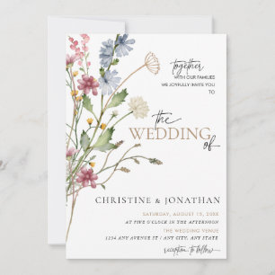 Moderne Florale Boho Wildblumen-Hochzeit Einladung