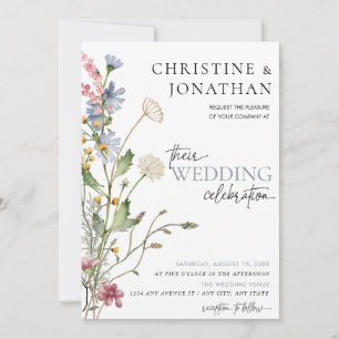 Moderne Florale Boho   Wildblumen-Hochzeit Einladung