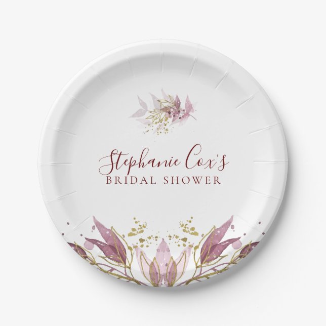 Moderne Florale Brautparty Pappteller (Vorderseite)