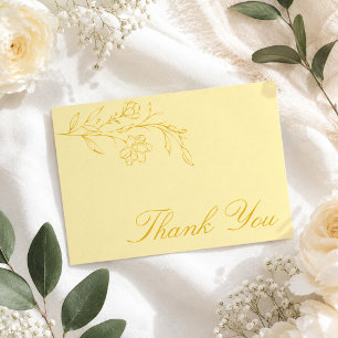 Moderne Florale Buttergelbe Hochzeit Dankeskarte