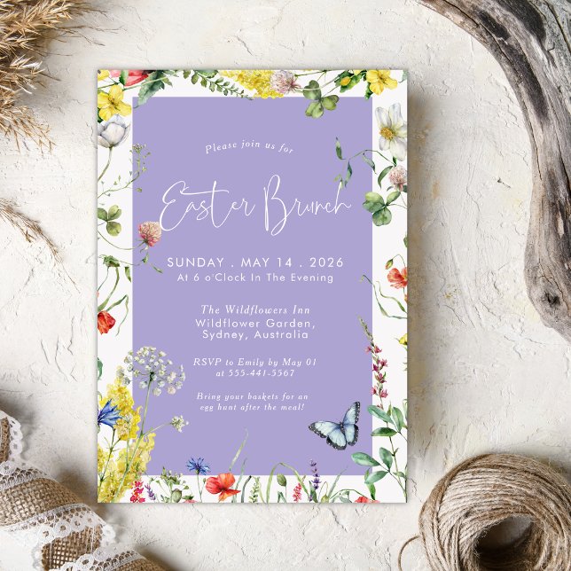 Moderne Florale Chic Lavendel-Osterbrunch Einladung (Von Creator hochgeladen)