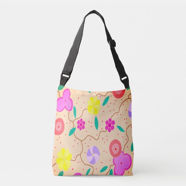 Moderne florale Crossbody-Tasche Tragetaschen Mit Langen Trägern (Vorderseite)