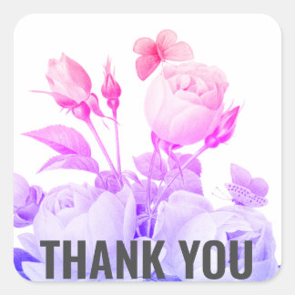 Moderne florale Danke Quadratischer Aufkleber