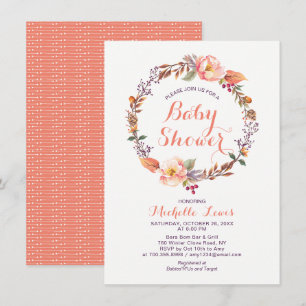Moderne Florale Einladung zur Babyparty im Herbst