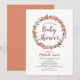 Moderne Florale Einladung zur Babyparty im Herbst 