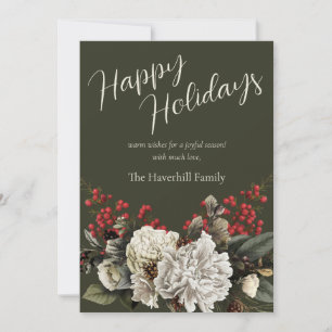 Moderne florale Elegante Script-Familie Feiertagskarte