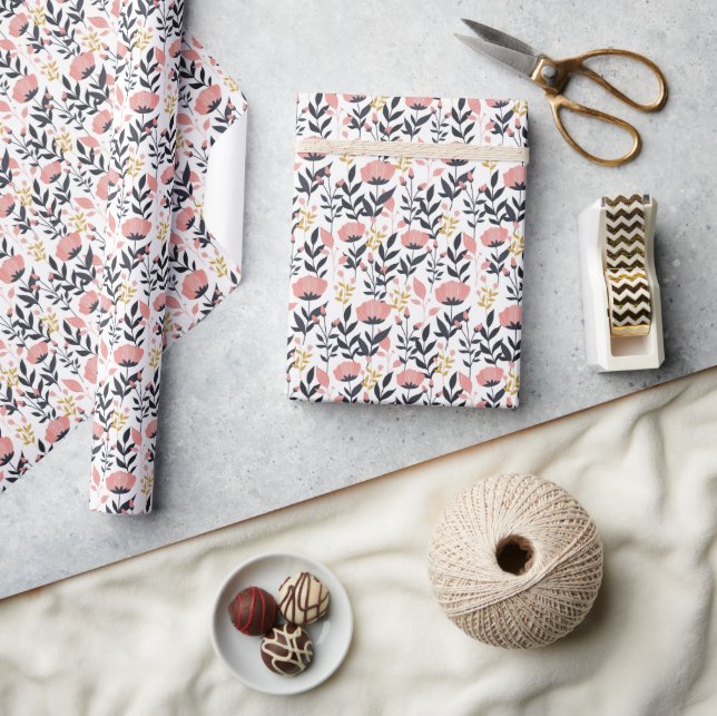 Moderne florale Eleganz Geschenkpapier (Kunsthandwerk)