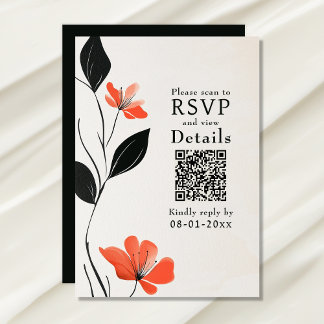 Moderne florale Eleganz kühne Blooms QR-Code Hochz RSVP Karte