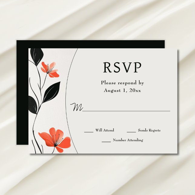 Moderne florale Eleganz mit kühlen blutigen Hochze RSVP Karte (Modern Floral Elegance with Bold Blooms Wedding RSVP Card)