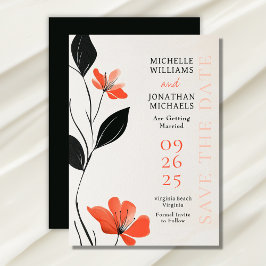 Moderne florale Eleganz mit kühlen blutigen Hochze Save The Date