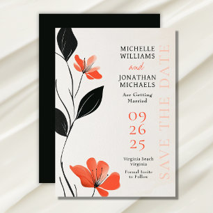 Moderne florale Eleganz mit kühlen blutigen Hochze Save The Date