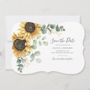 Moderne Florale Eukalyptus-Sonnenblume Bewahre das Save The Date