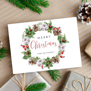 Moderne florale frohe Weihnachtsfeier Chic Holiday Karte