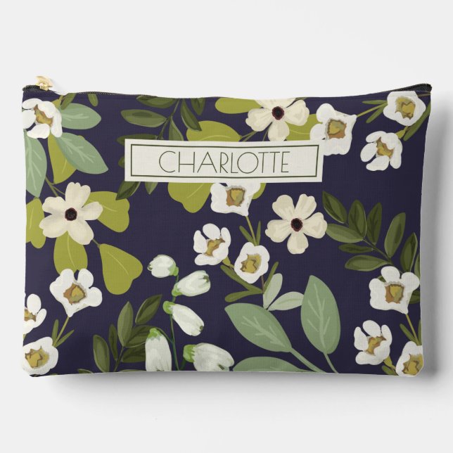 Moderne Florale Gestaltung mit anpassbarem Hinterg Zubehörtasche (Vorderseite)