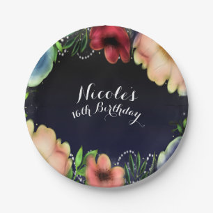 Moderne Florale Glow Chic Elegante Abendparty Pappteller