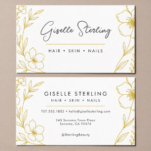 Moderne Florale Gold und Weiß Visitenkarte