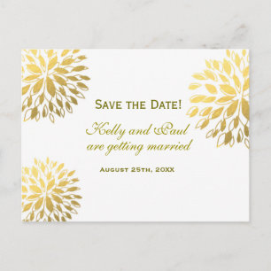 Moderne Florale Goldfolie Elegante Hochzeitspostka Ankündigungspostkarte