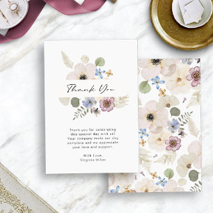 Moderne florale Hochzeit-Flach-Dankeskarten Dankeskarte