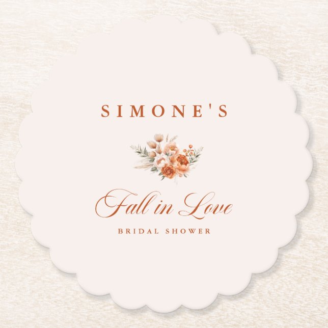 Moderne Florale Hochzeits-Party 'Fall In Love'  Untersetzer (Vorderseite)