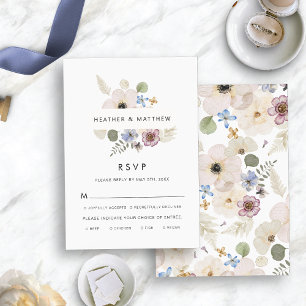 Moderne florale Hochzeitsmahlzeiten RSVP Karte