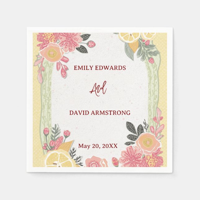 Moderne florale Hochzeitsservietten Serviette (Vorderseite)