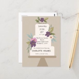 Moderne Florale Hochzeitstorte Brautparty Postkarte